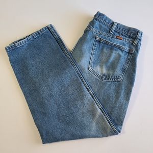 Vintage Rustler Jeans Straight Leg Men's Size 38x29 Blue Denim